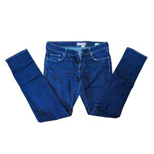 H&M Women's Dark Blue Cotton Blend Belt Looped Straight Leg Denim Jeans Size 30